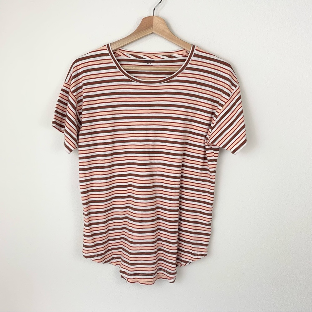 Madewell Striped T shirt short sleeve red white orange brown